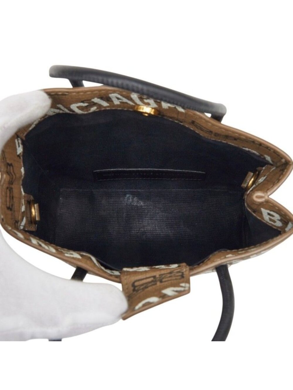 Balenciaga Large Shopping 2-Way Shoulder Bag Brown Black Leather - Picture 8 of 10